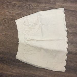 Cream Scalloped J Crew Sidewalk Skirt